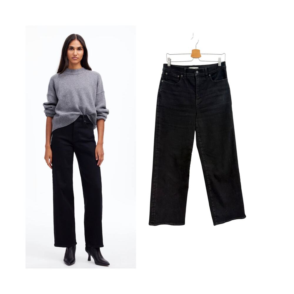 Madewell The Perfect Vintage Wide-Leg Jean Black Rinse High Rise Size 29